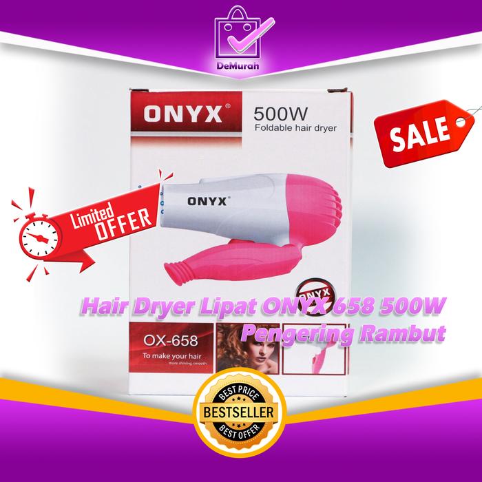 Hair Dryer Lipat ONYX 658 500W Pengering Rambut Biru Muda