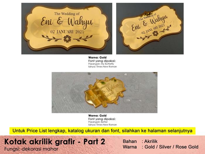 Gambar Custom kotak grafir tulisan mahar part 2 - akrilik gold / silver - Gold, Kotak A 4x7 dari Surabaya Laser Cutting undefined Tokopedia