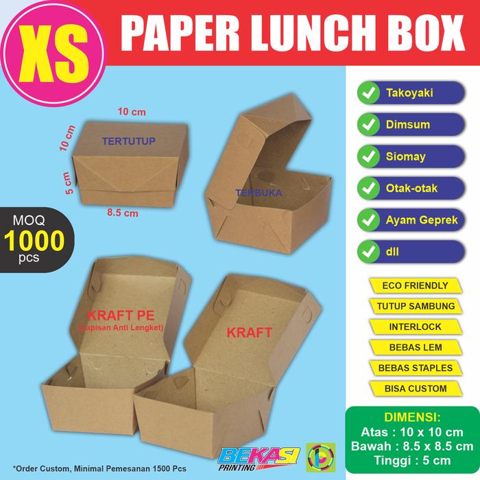Gambar PLC-XS00 - Craft Paper Lunch Box Polos uk. XS - 10 x 10 x 5 cm - Kraft Polos dari Bekasi Printing Utama undefined Tokopedia