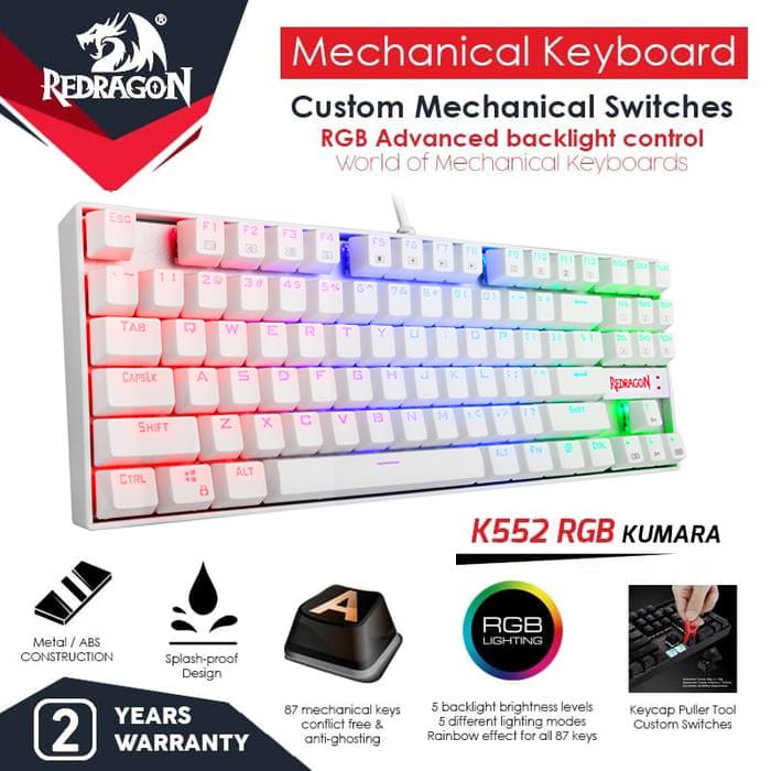 Gambar Redragon K552RGB-1 Gaming Keyboard Mechanical RGB KUMARA - Putih dari Manekistore undefined Tokopedia