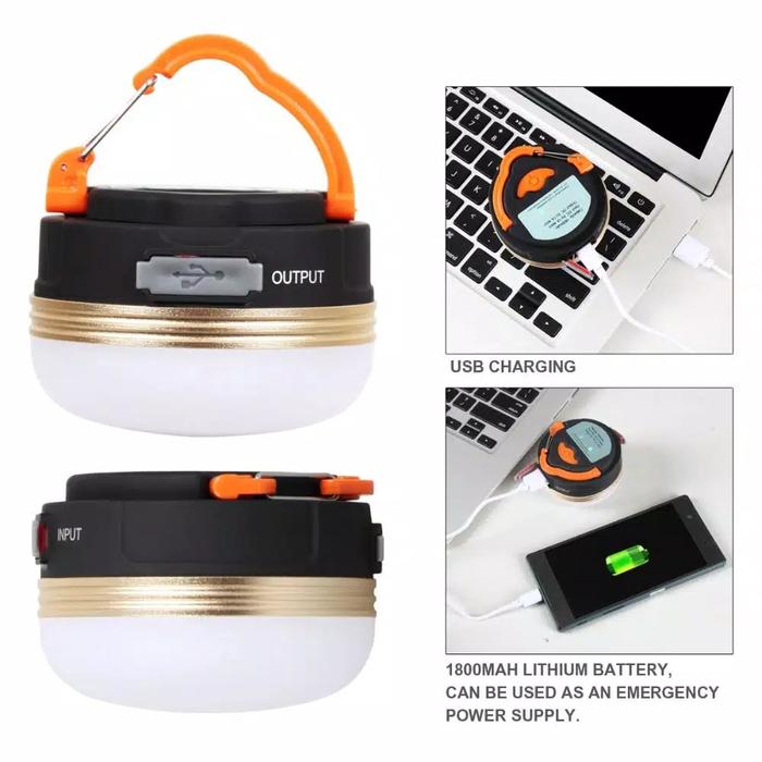 Gambar lampu tenda charge camping lantern LED USB rechargeable hikking lamp dari ravindra gear undefined Tokopedia