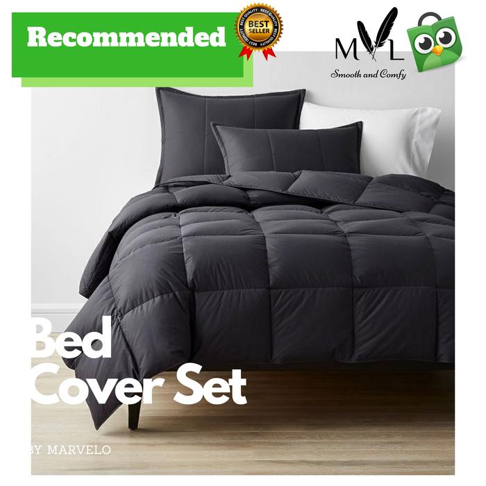 Gambar Bedcover Sprei Set 200x200 Katun Polos Super King by Marvelo - Hitam dari Marvelo Bedding Kab. Sleman Tokopedia