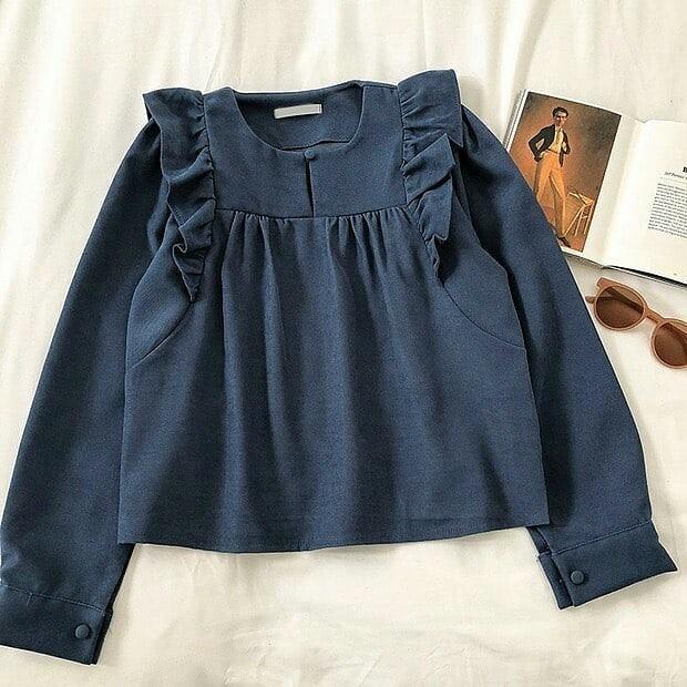 Gambar Kimci Blouse Atasan Blus Wanita Fashion - navy dari @Rose Store undefined Tokopedia