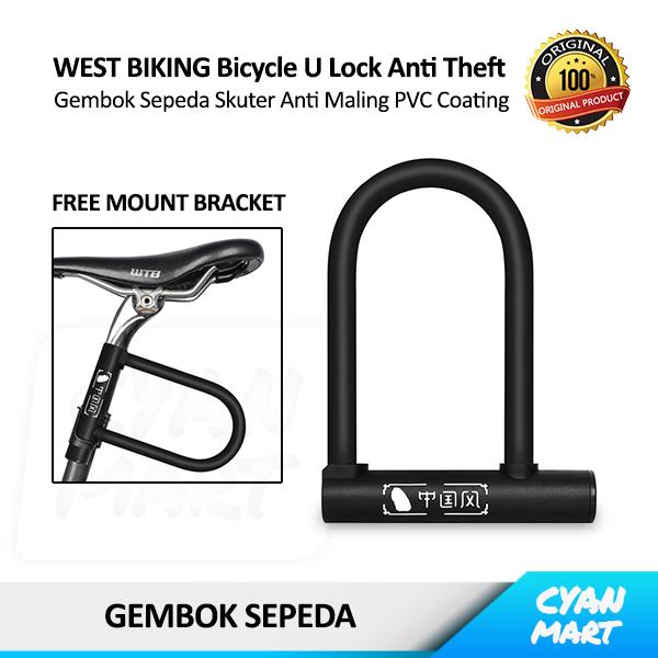 Gambar Gembok Sepeda MTB West Biking U Lock Anti Theft Pad Lock Anti Maling dari CyanMart undefined Tokopedia