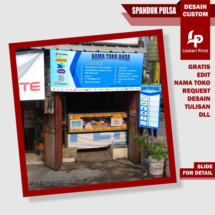 Gambar SPANDUK PULSA / SPANDUK KONTER / JUALAN PULSA / CUSTOM DESAIN dari LESTARI PRINT undefined Tokopedia