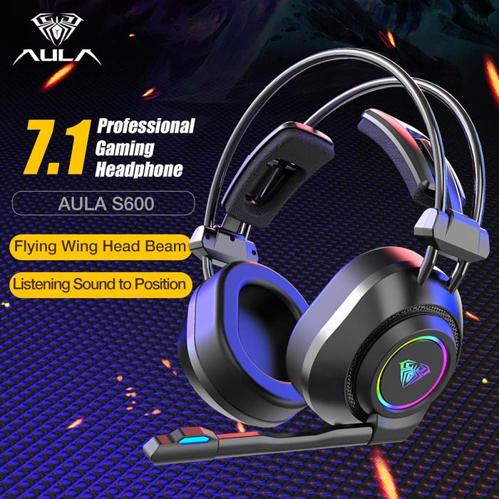 Gambar Headset Gaming AULA S-600 USB Virtual 7.1 Surround Sound - 4D Powerful dari Hobi Indonesia Official Store undefined Tokopedia