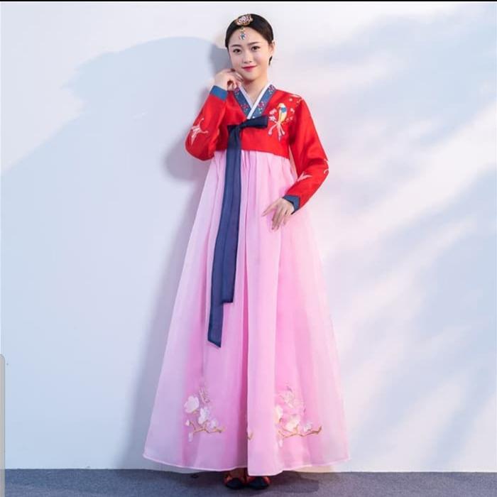Gambar HANBOK korea dress tradisional Korea import kostum daerah korea - Red Pink, S dari BabyAngelineShop undefined Tokopedia
