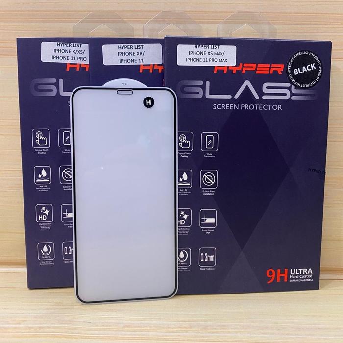Tempered Glass iPhone X XS XR XS MAX 11 PRO MAX Full Cover HYPER LIST  Hitam, iP X XS