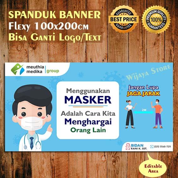 Jual Banner Himbauan Pakai Masker Dan Jaga Jarak Edit Desain Corona Kota Bogor Wijaya Onstore Tokopedia