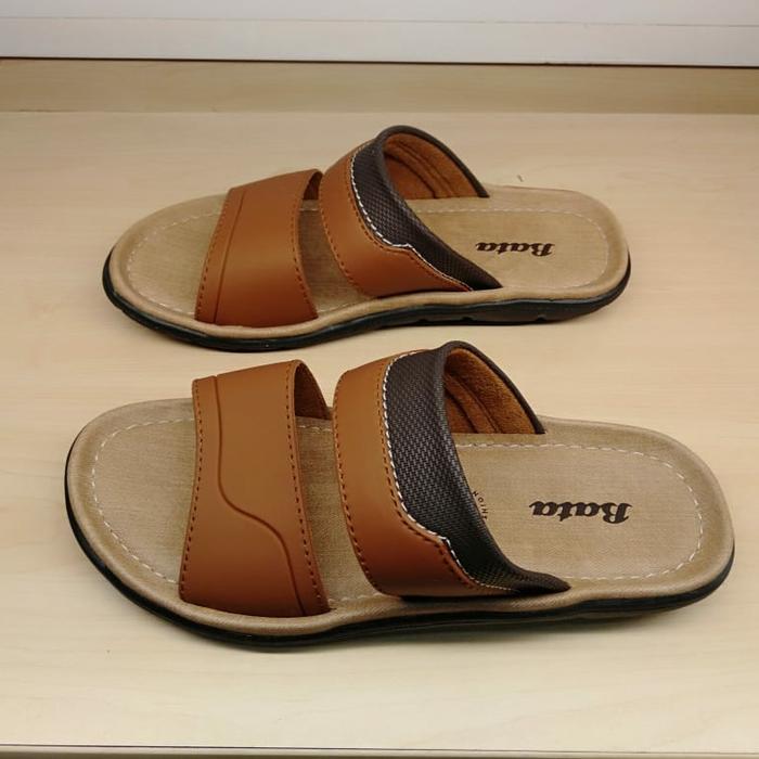 Gambar Sandal Selop Pria Bata Original bahan sintetis model terbaru - Cokelat, 39 dari batadenpasar undefined Tokopedia