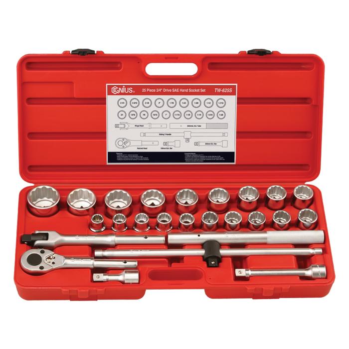 Gambar genius tools hand socket set drive 3/4 ( Tw-625s ) dari Geniustools undefined Tokopedia