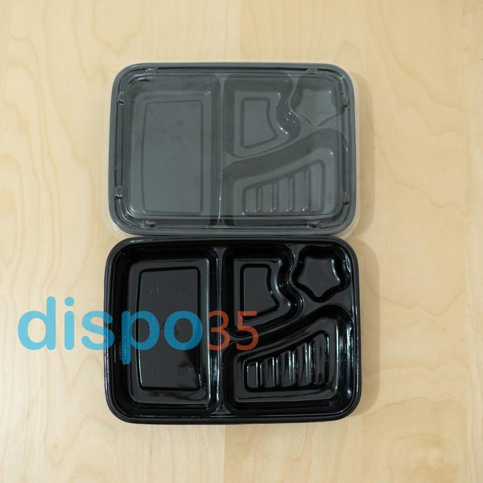 Gambar Tray Bento/Mika Bento/Box Bento/ Bento sekat 4 + Tutup Bening dari Dispo35 undefined Tokopedia