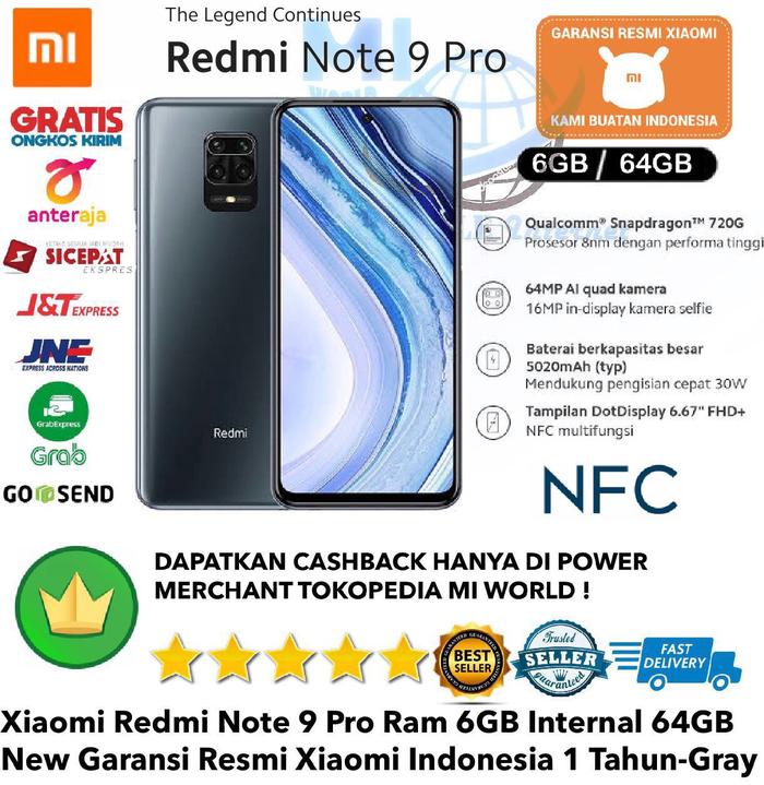 Xiaomi RedmiNote Pro 6GB/64GB Note pro 6/64Gb 9pro-6/64 gb-Resmi-  Biru di Mi World New Tokopedia