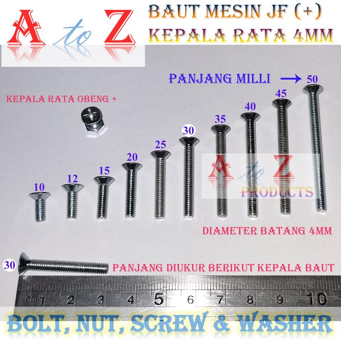 Gambar baut mesin 4x20mm/machine screw/skrup/sekrup 4 x 20 mm - Kepala Bulat dari A to Z product undefined 3 Tokopedia