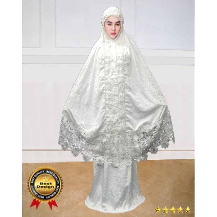 Gambar Mukena sutra paris prada putih renda matahari hantaran mewah murah dari DIVAJAYA PASAR BARU BANDUNG undefined Tokopedia
