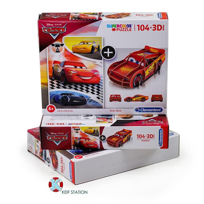 Jual Puzzle Clementoni Disney Cars 104 + Lightning Mcqueen 3D Model ...