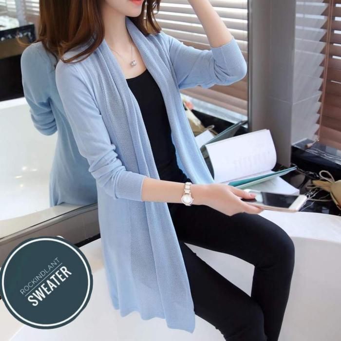 Gambar blazer sweater rajut wanita - Biru dari Rockindlant Sweater undefined Tokopedia