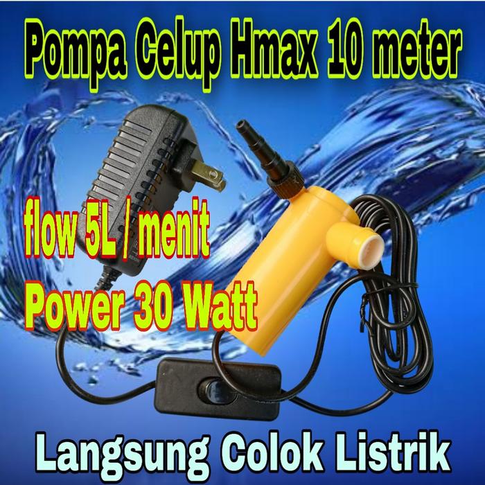 Gambar pompa air celup mini 5L/min 30W Hmax 10 meter dari GG outlet undefined Tokopedia