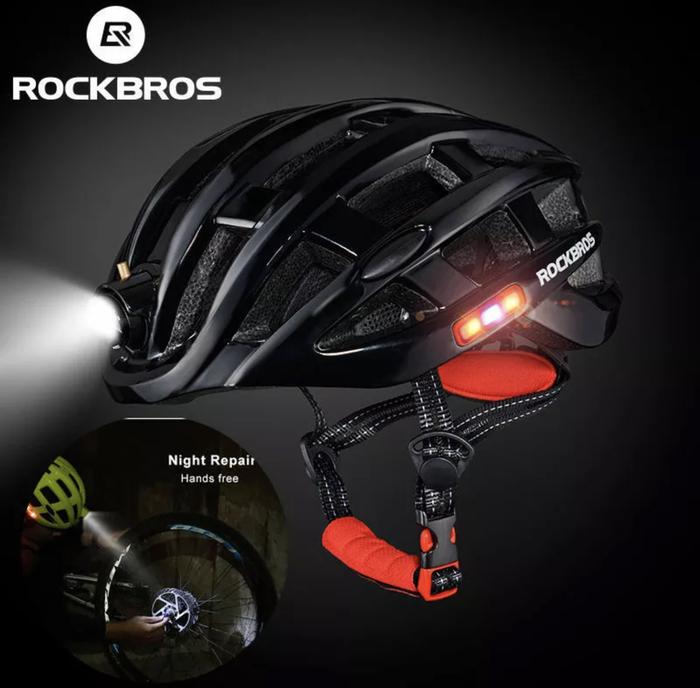 ROCKBROS ZN1001 Black Helm Sepeda Bicycle Helmet Lamp USB Rechargeable di  Tokopedia