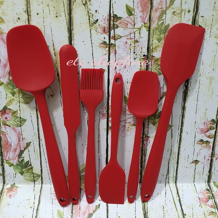 Gambar rubber silicon spatula /sutil set 6pcs food grade - Merah dari etc shopline undefined Tokopedia
