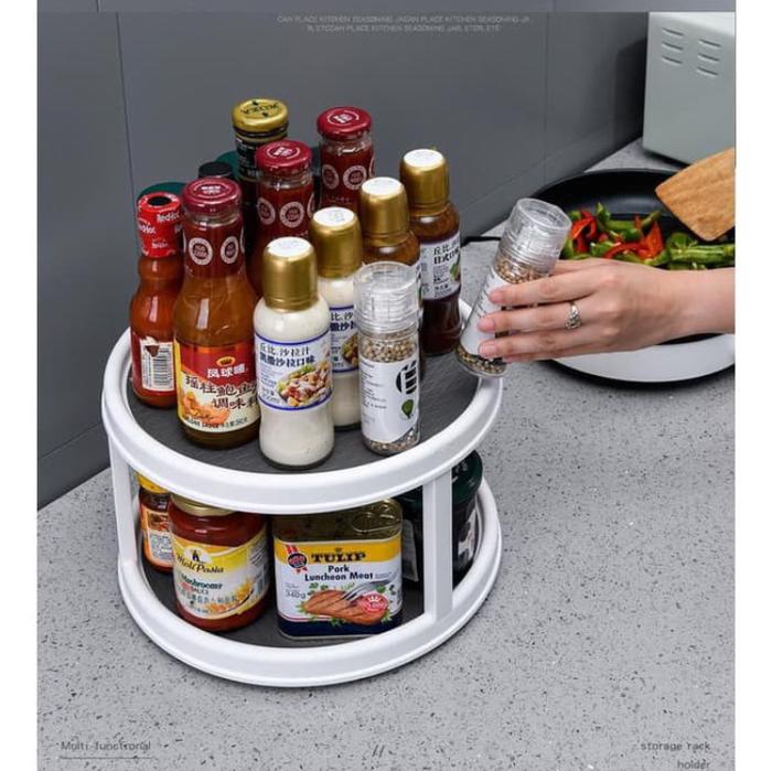 Gambar Rak bumbu 2 susun putar 360 derajat / Rak dapur putar serbaguna dari Goalsisstuff undefined Tokopedia