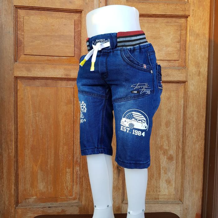 Jual celana jeans pendek sablon anak 