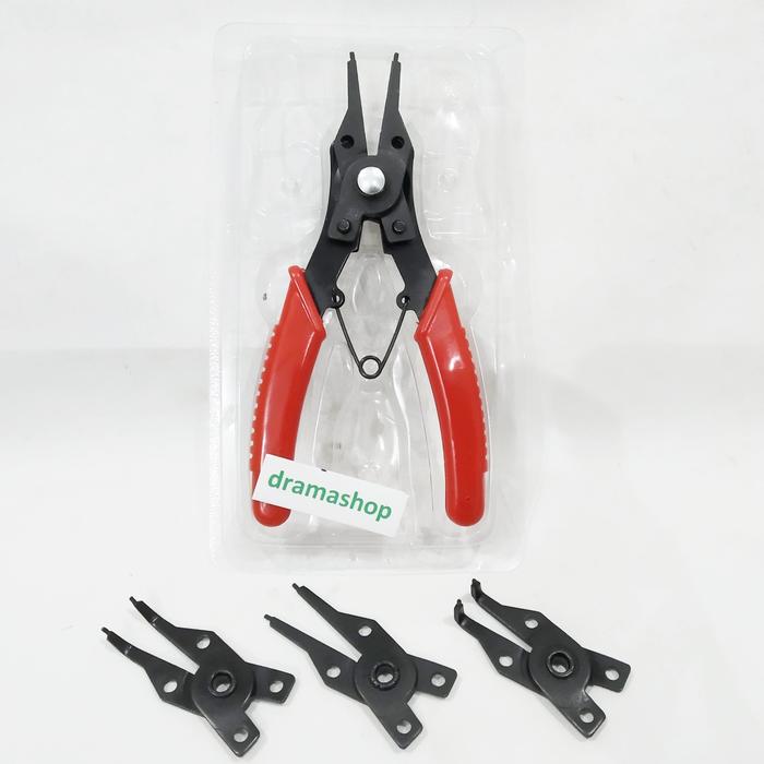 Gambar Tang Spi sepi Buka tutup lurus bengkok Snap Ring Plier set kombinasi dari dramashop. undefined Tokopedia