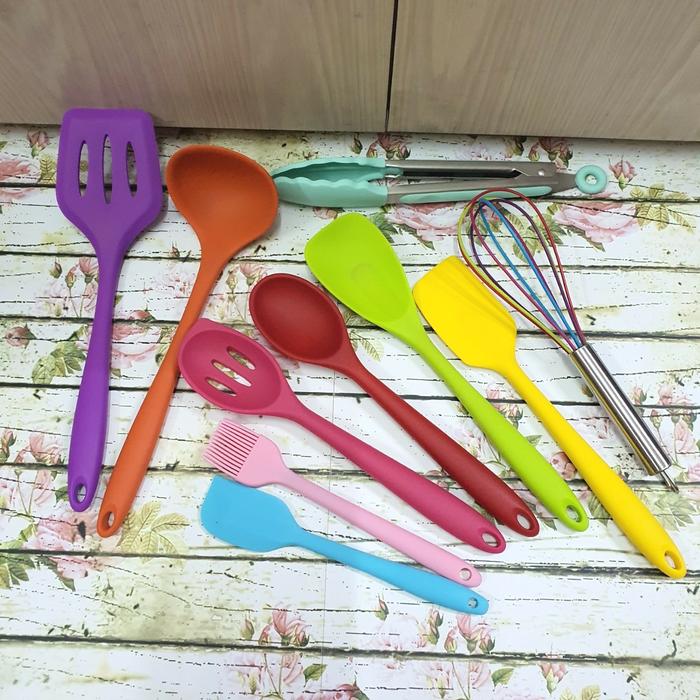 Gambar Silicone Kitchen Utensil Set 10PCS | Cooking Spatula Set | Heat Resistant - Rainbow dari Momochi Shop_NEW undefined Tokopedia