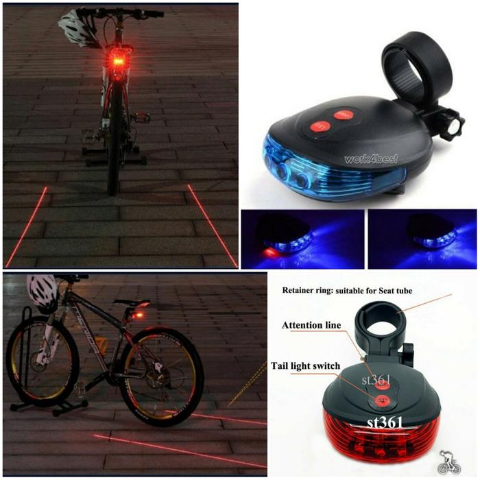 Lampu Belakang Sepeda Laser + LED Gen 