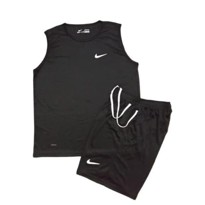 Gambar paket stelan Kaos singlet lekbong dan celana olahraga pendek - all size, Hitam dari OXSPORT ID undefined 5 Tokopedia