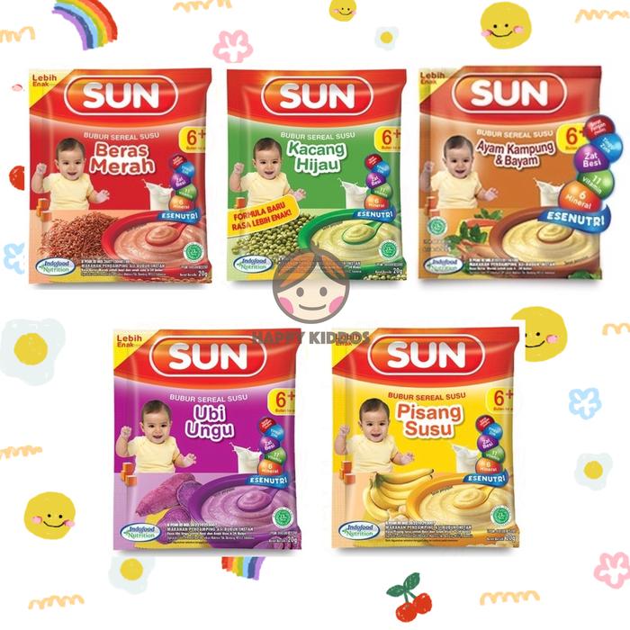 Gambar SUN Bubur Sereal Susu Sachet 20 gr MPASI BAYI - Beras Merah, 1 Sachet dari Happy Kiddos _ undefined Tokopedia