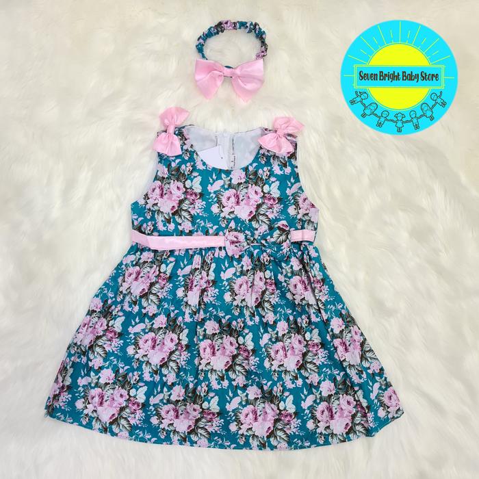 Gambar [ Seven Bright Baby ] Dress Anak Perempuan + Bandana Flowery 1 -3 thn - 2-3 tahun, Merah dari Sevenbrightbabystore undefined Tokopedia