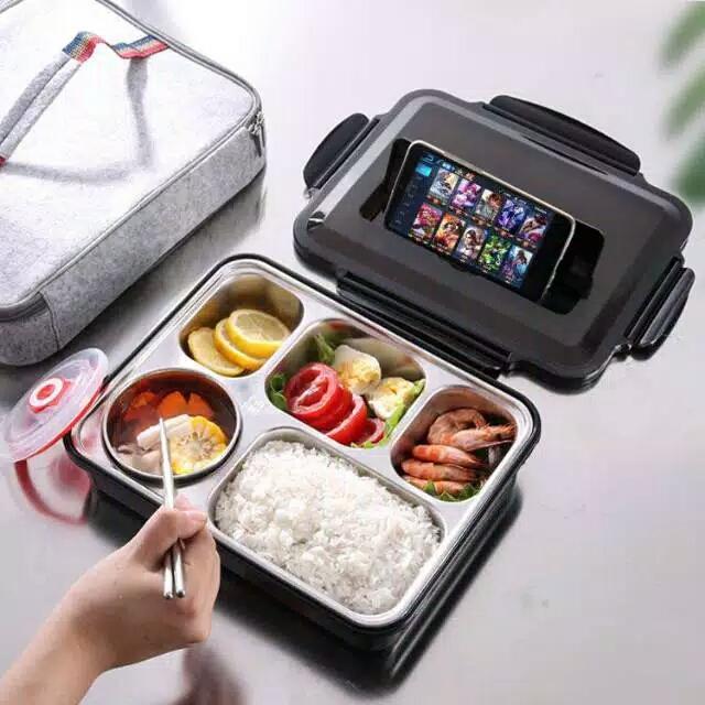Gambar BOKOTAK MAKAN / LUNCH BOX STAINLESS 1800ml TAHAN PANAS DAN ANTI TUMPAH dari Toko Burasa Shop undefined Tokopedia