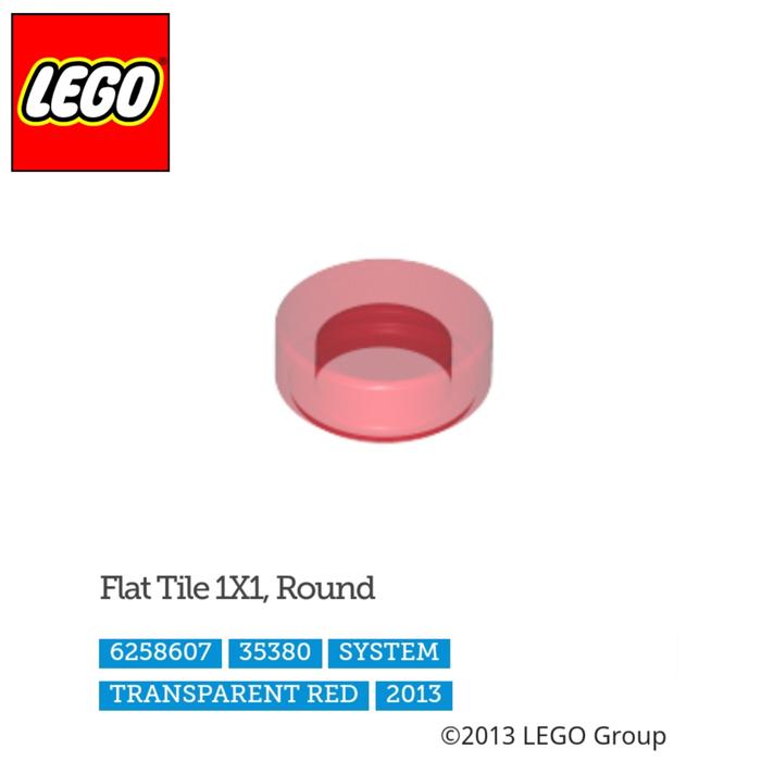 Lego Part 35380 98138 Tile, Round x Transparent Red