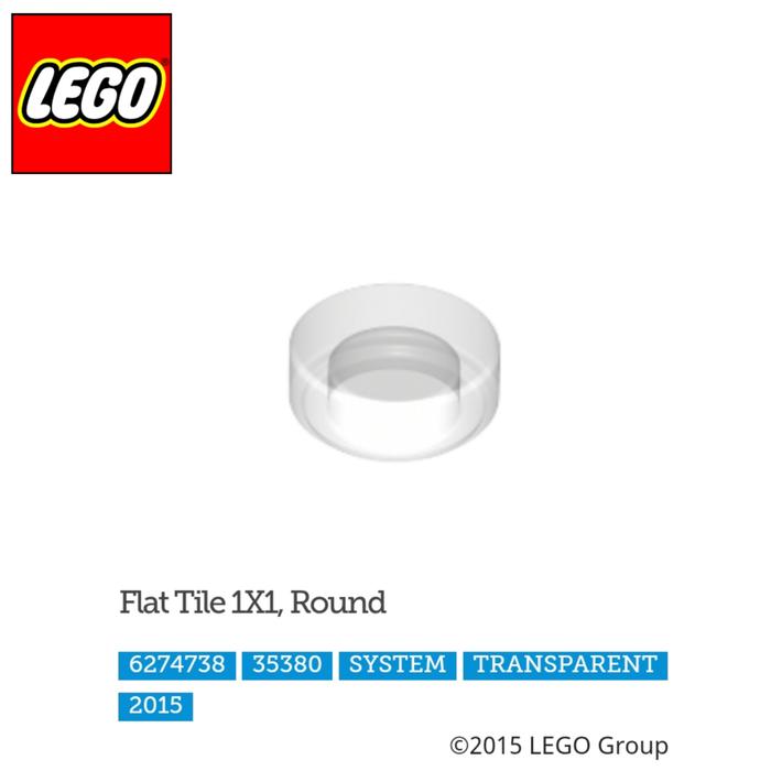 Jual Lego Part 35380 98138 Tile, Round x Transparent Kota
