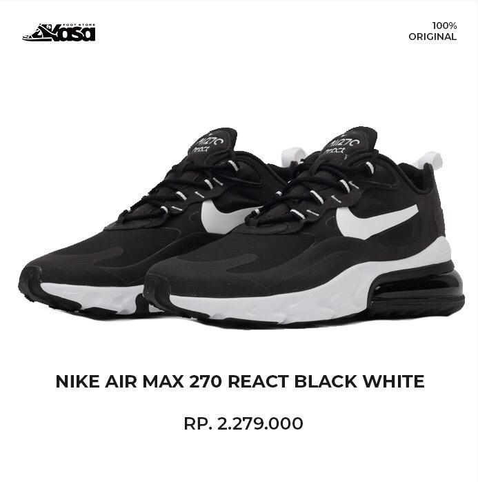 Jual NIKE AIR MAX 270 REACT BLACK WHITE 
