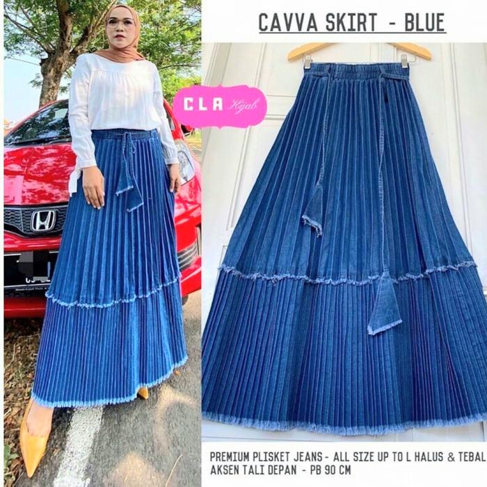Jual Rok Plisket Jeans Wanita Rampel Rok Jumbo Denim Skirt Jeans Softblue Kota Surakarta Ry Collection Tokopedia