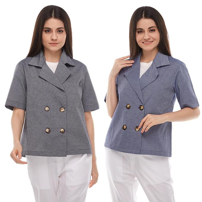 Gambar Blazer Pendek Rebertus Astrantia - Biru dari Rebertus undefined Tokopedia