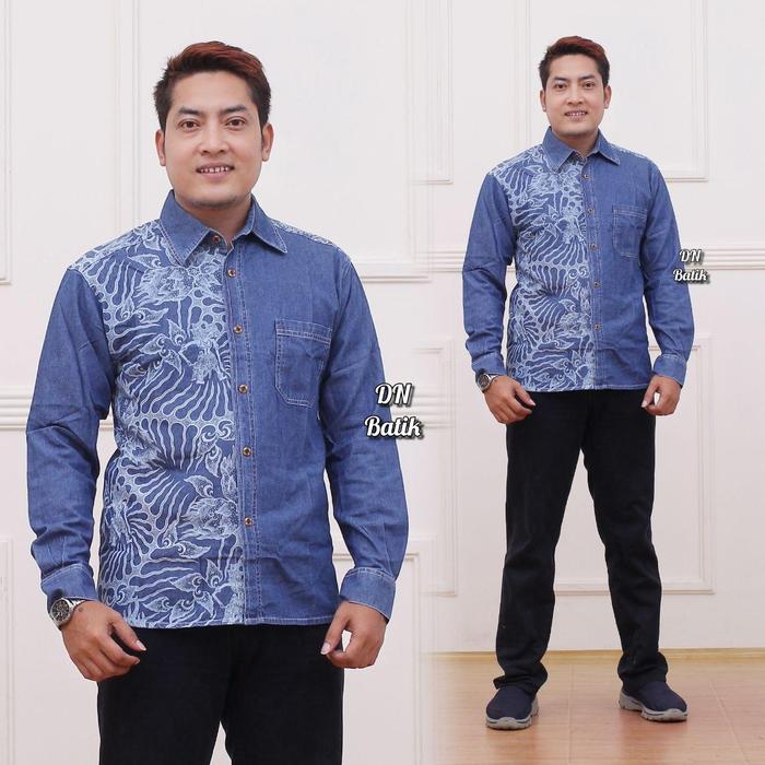 Gambar New Kemeja Batik Pria Jeans Lengan Panjang Elegan - Ory DN Batik - S dari Dinova Batik undefined Tokopedia