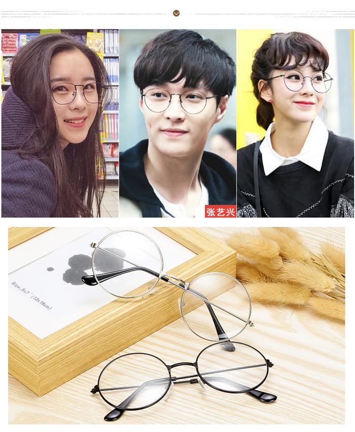 Gambar Kacamata Bulat Metal Korea Style Anti Radiasi - Hitam dari Gaemi Mart undefined Tokopedia