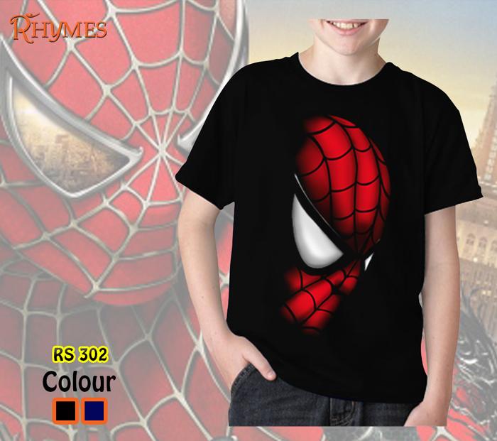 Gambar BAJU KAOS ANAK LAKI LAKI SPIDERMAN MUKA RHYMES - Hitam, L dari Rhymes Outlet undefined Tokopedia