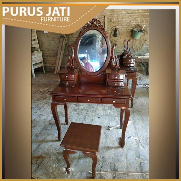 Gambar Meja Rias Minimalis Kayu Jati Jepara Harga Murah Model Tolet Kartini - SUDAH WARNA dari Purus Jati Furniture undefined Tokopedia