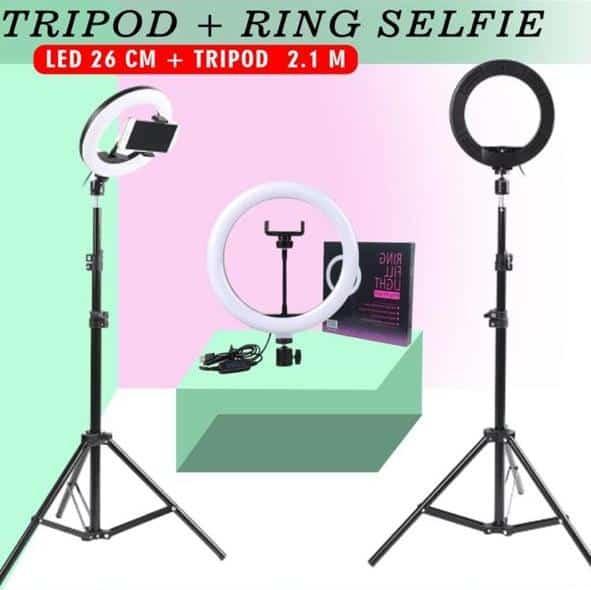Gambar Ring Light 26 Cm + Tripod 2.1 M - Tripod Lampu M-26 Selfie Ring Light dari Fortuna Mart_NEW undefined Tokopedia