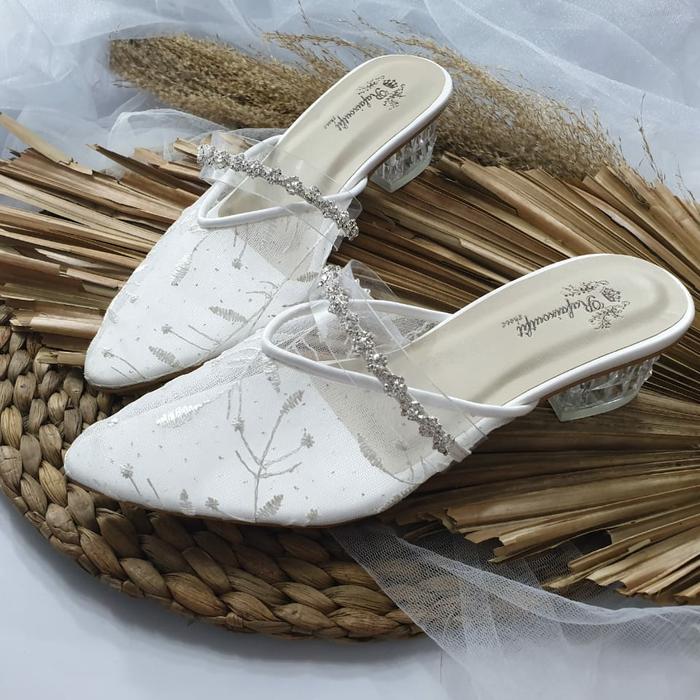 Gambar Rafaizoutfit - Sepatu sandal kaca wanita AZWA putih heels 4 cm - 40, Putih dari RAFAIZOUTFIT undefined Tokopedia