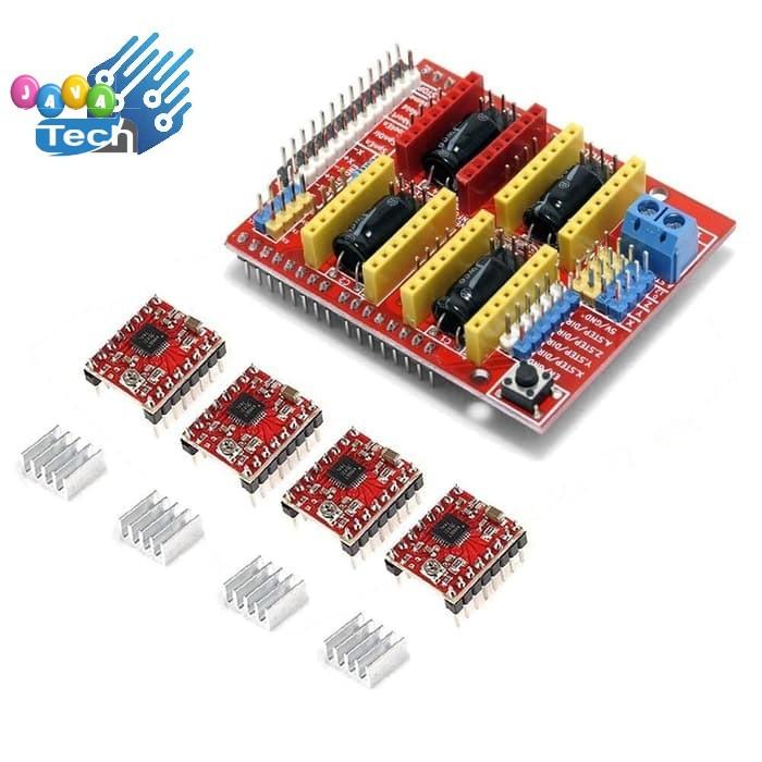 Kit CNC Shield V3 + 4 Driver A4988 Per Stampante 3D E Arduino - Scheda Di Espansione