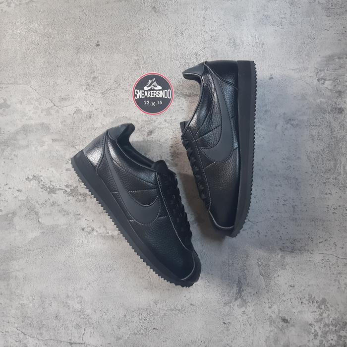 nike cortez leather all black