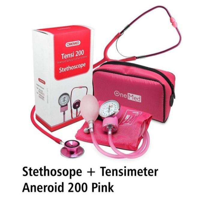 Gambar Tensimeter Aneroid 200 Onemed+ Stetoskop Onemed - Merah Muda dari Sahir Jaya Medika undefined Tokopedia