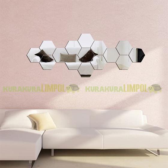 Gambar 7PCS CERMIN KACA HEXAGONAL MIRROR DEKORASI HIASAN DINDING STICKER XL dari kurakuralimpol official undefined Tokopedia