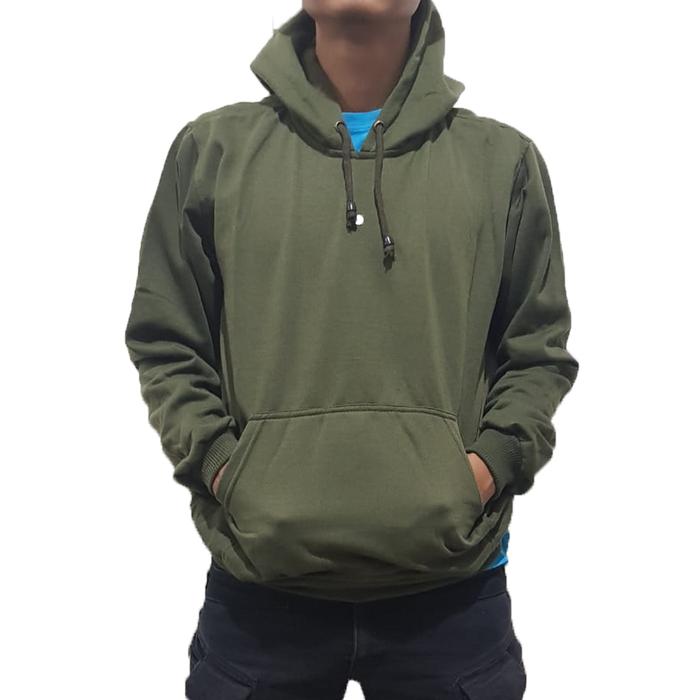 Jual SWEATER POLOS JAKET HOODIE JUMPER SIZE M L XL HIJAU ARMY