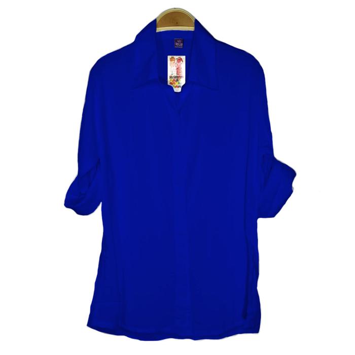 Gambar Kemeja Atasan Wanita BASIC POLOS Katun Rayon Warna BIRU BCA ELEKTRIK - XXXL dari ADONAIONLINESHOP undefined Tokopedia